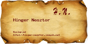 Hinger Nesztor névjegykártya